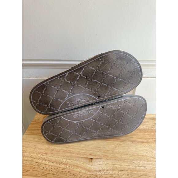 Bebe Women's Rhinestone Embellished Silver Slide Sandals Size 11 Sku 2984 - Picture 8 of 11